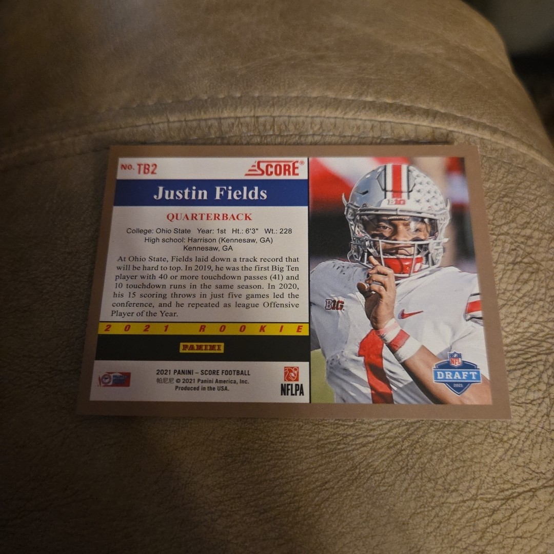 2021 Score #TB2 Justin Fields 1991 Throwback Card Ohio State Buckeyes