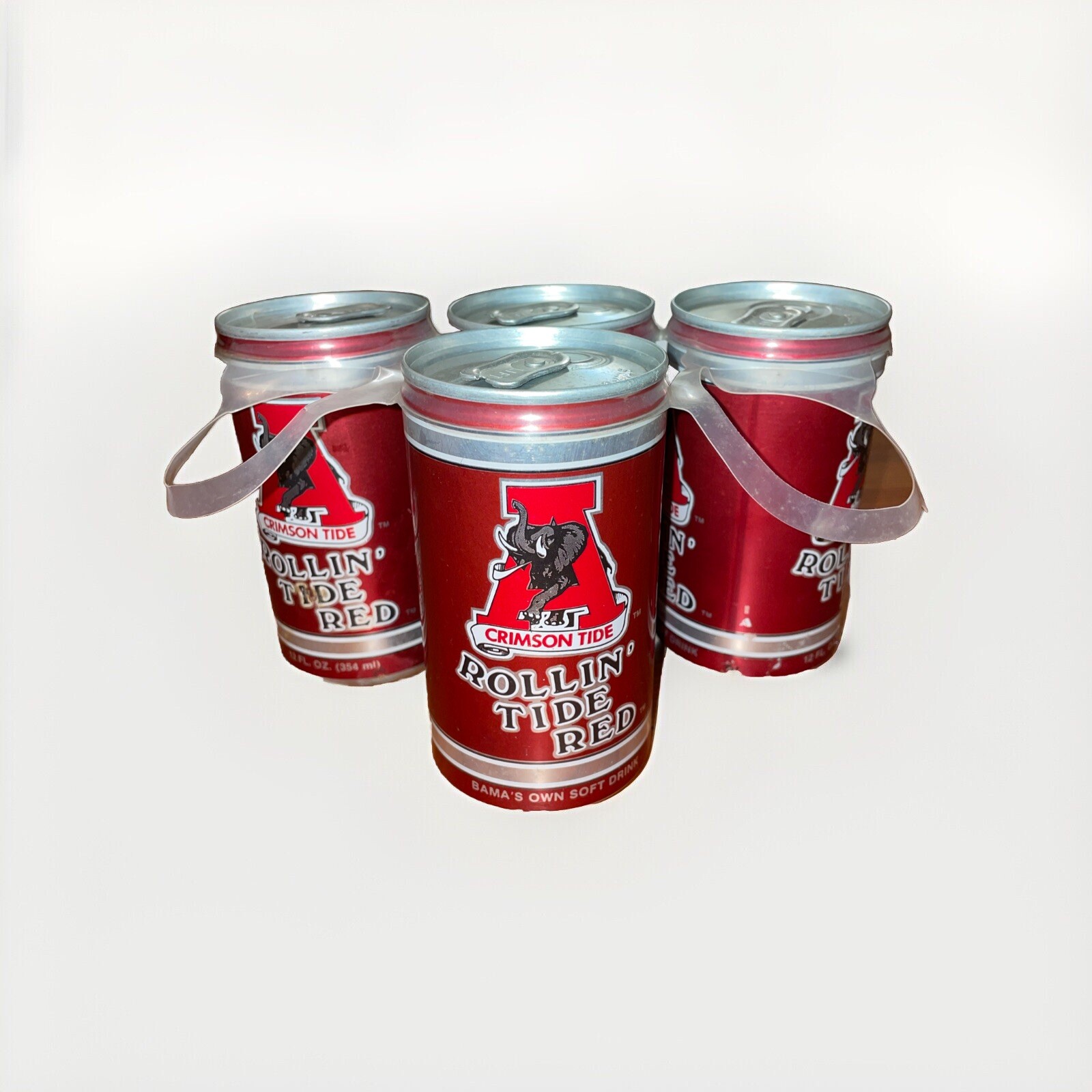 Rollin’ Tide Red Bama’s Own Soft Drink Cans University of Alabama 4 Empty 12 oz