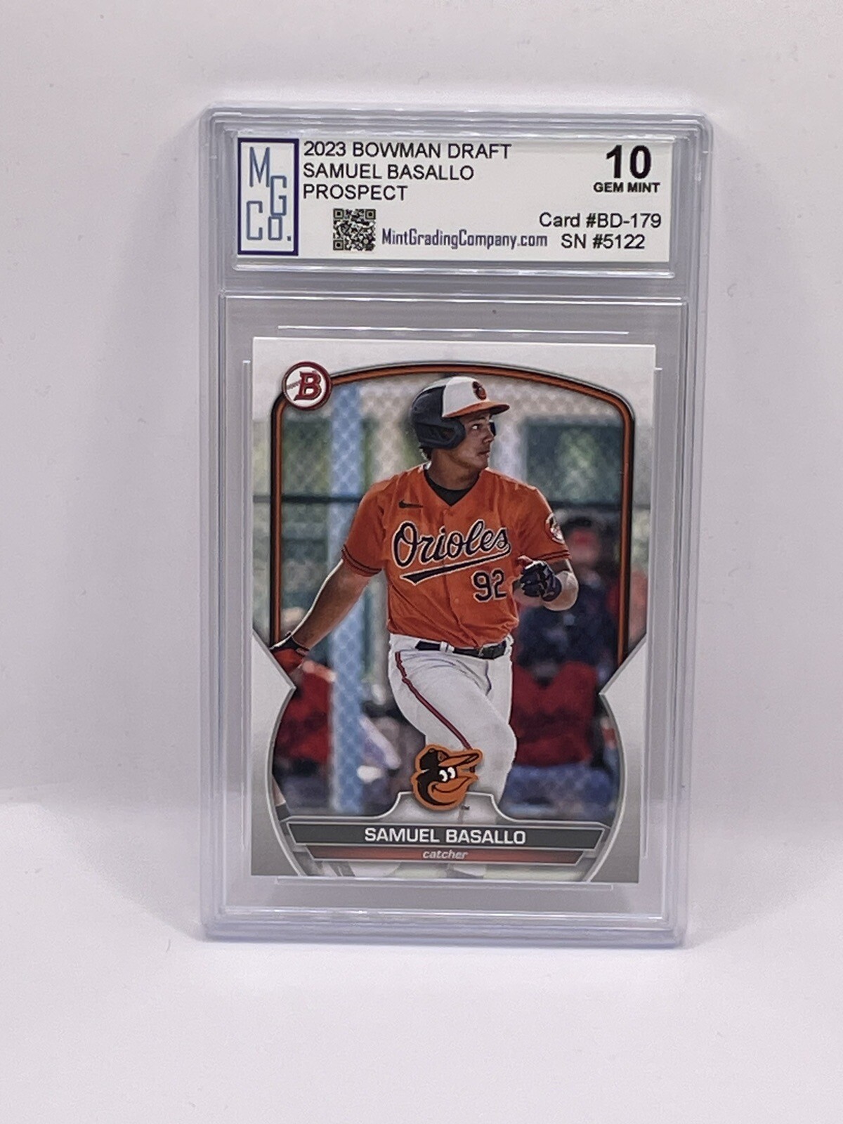 Samuel Basallo 2023 Bowman Draft Prospect Graded MGCo. Gem Mint 10