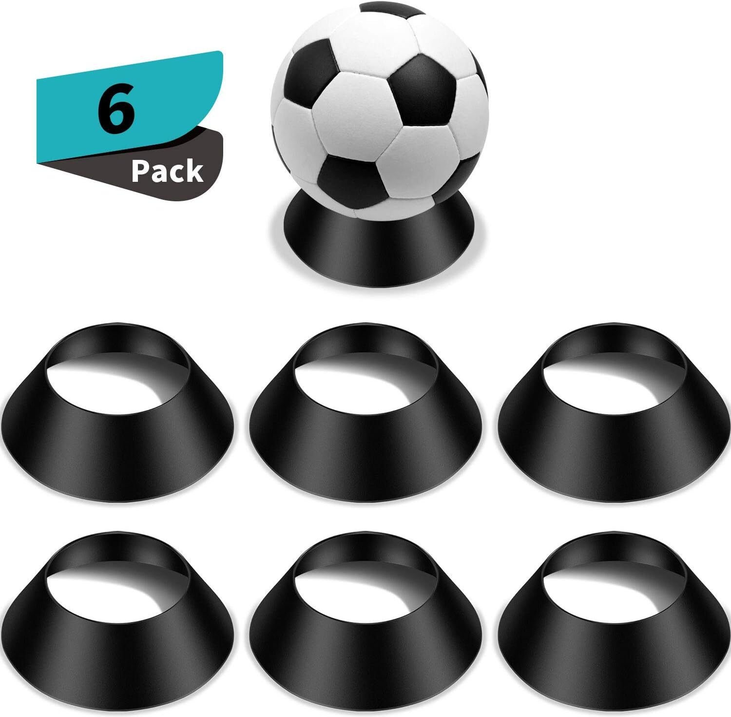 6 Pack Black Ball Stands For Basketball Volleyball Soccer Display Holder