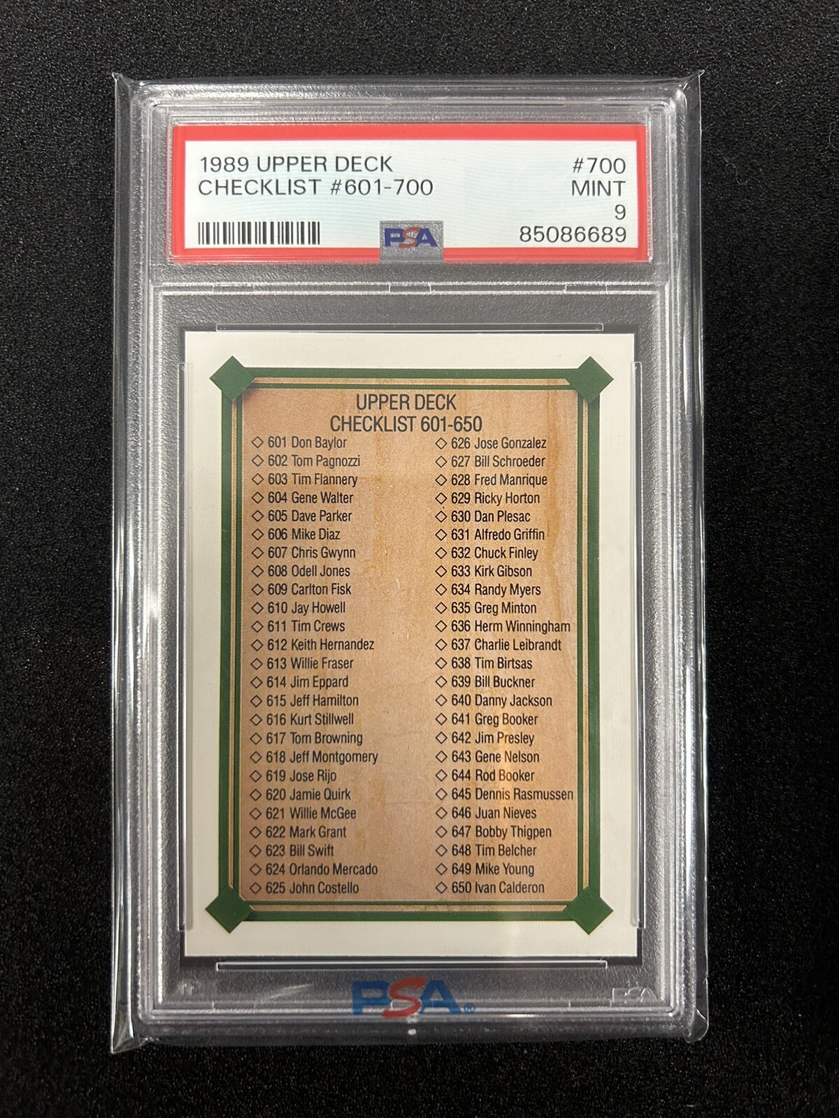 1989 UPPER DECK #700 CHECKLIST 601-700 PSA 9