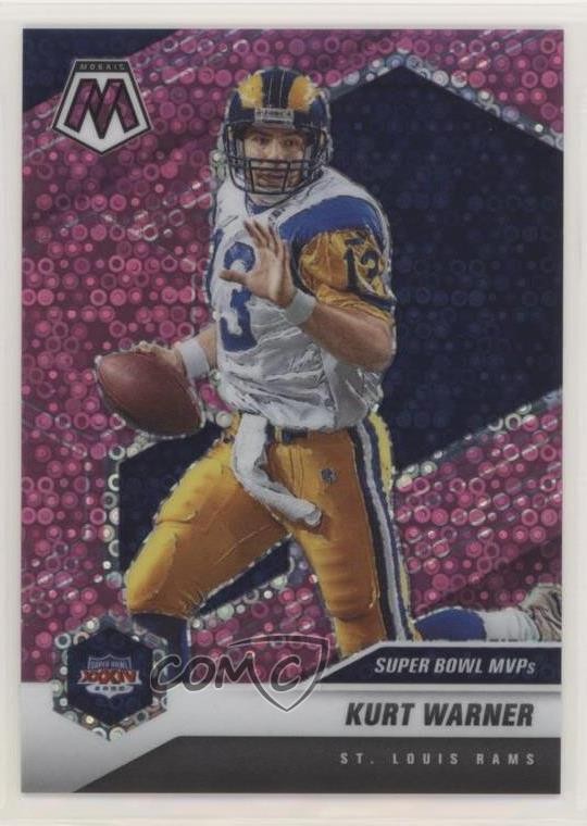 2021 Mosaic Super Bowl MVPs No Huddle Pink Prizm 4/20 Kurt Warner #294 HOF 0p1e