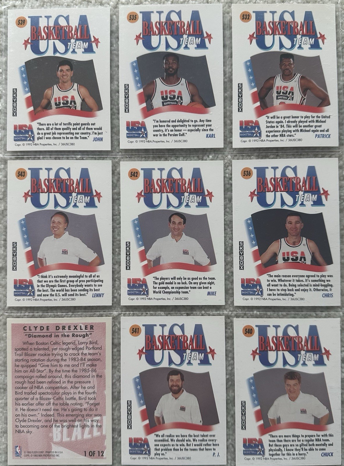 1992 Skybox Michael Jordan “ Dream Team” 17 Card Olympics Set + Drexler Bonus