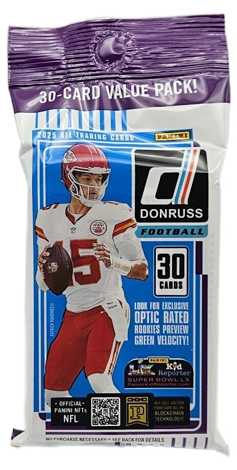 2025 Panini Donruss Football 30 Card Jumbo Value Cello – Factory Sealed Fat Pack