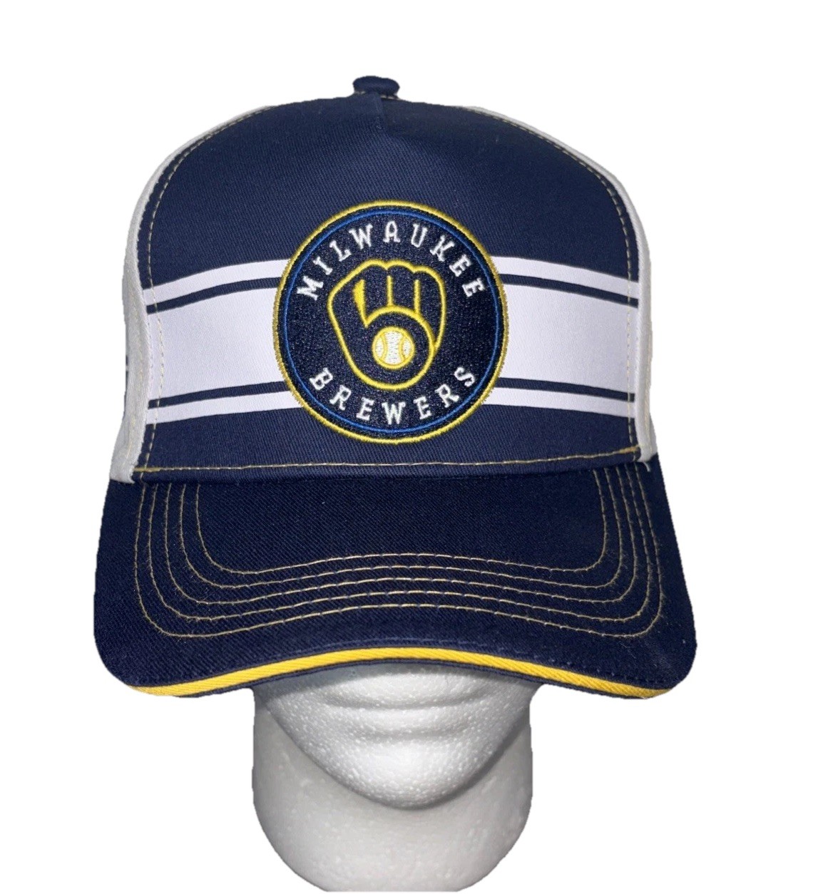 Milwaukee Brewers Embroidered SnapBack Striped Hat Miller Lite Baseball Cap