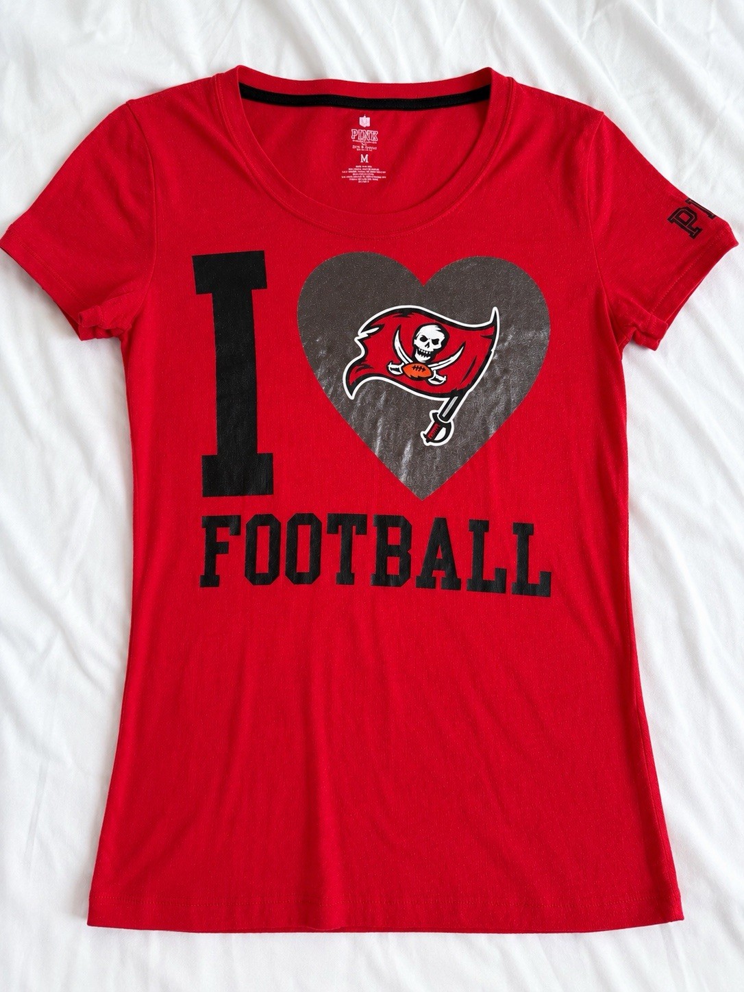 Victoria’s Secret PINK Tampa Bay Buccaneers NFL Tee Shirt Size Medium Red