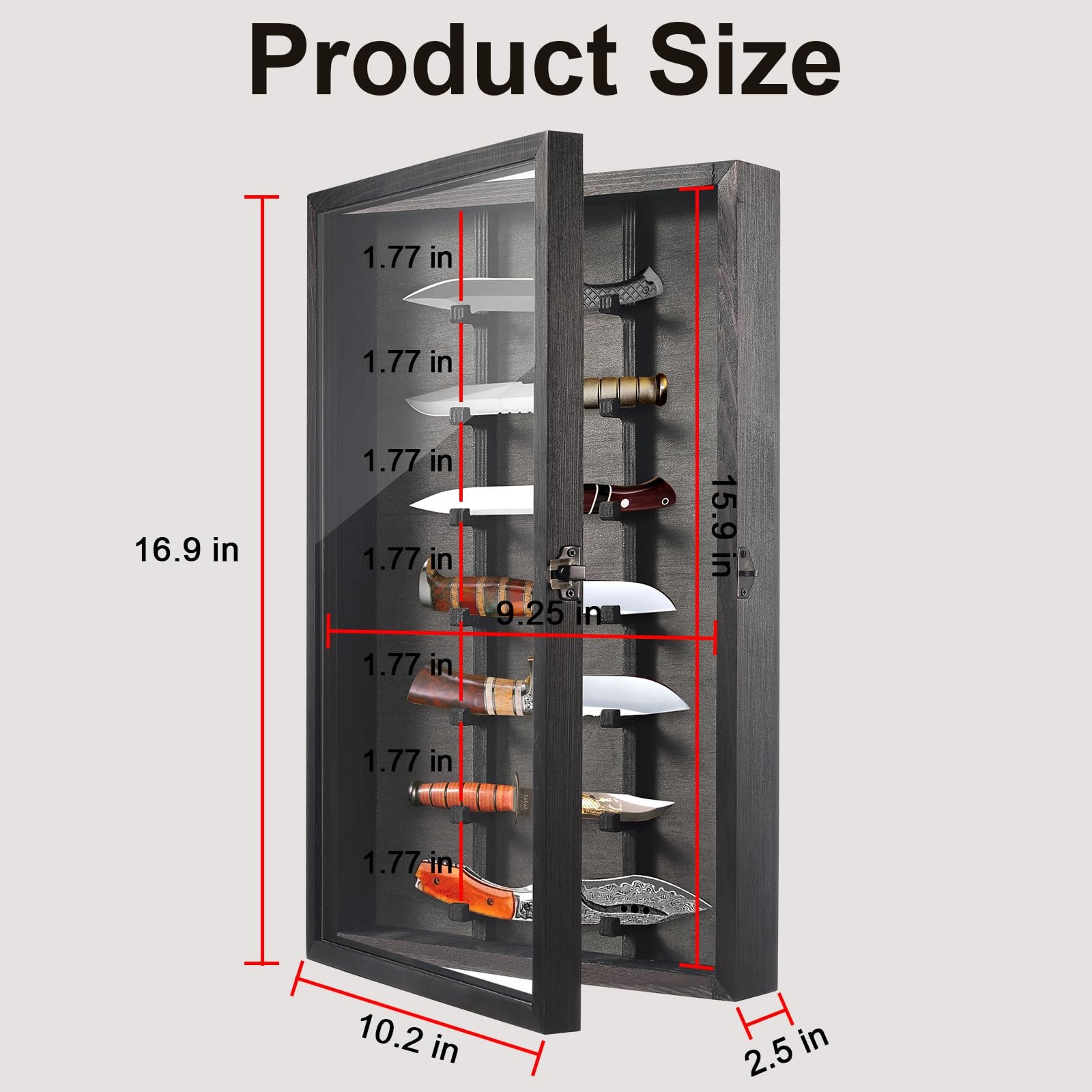 Knife Display Case with Lockable Clear Acrylic Door, Wall Mount Wooden Knife Dis
