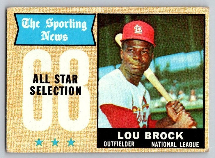 Lou Brock 68 All Star Selection The Sporting News 1968 Topps Baseball Card #372