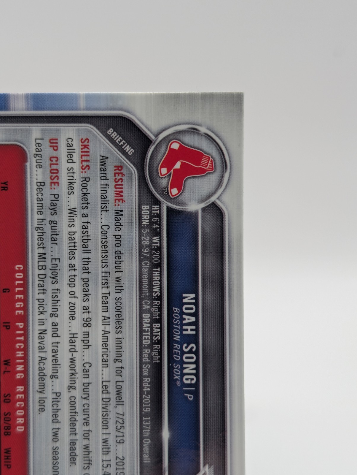 2019 Bowman Draft – Chrome Noah Song 1st Prospect #BDC-99 Refractor (RC)