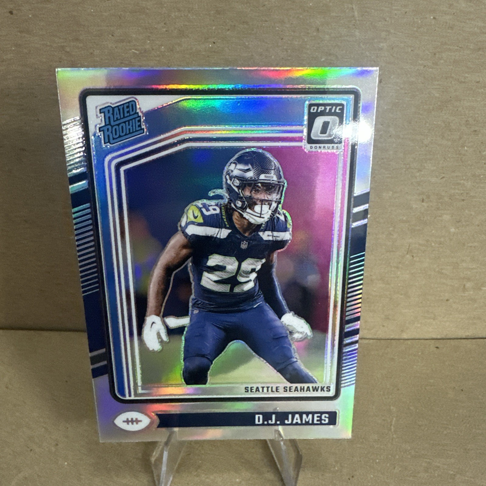 2024 Panini Donruss Optic #222 D.J. James Holo Prizm Rated Rookie Silver