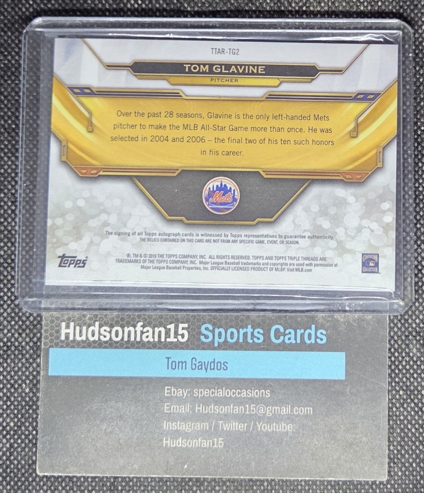 Tom Glavine 2019 Topps Triple Threads Jersey Auto TTAR-TG2 1/18 Southpaw Star