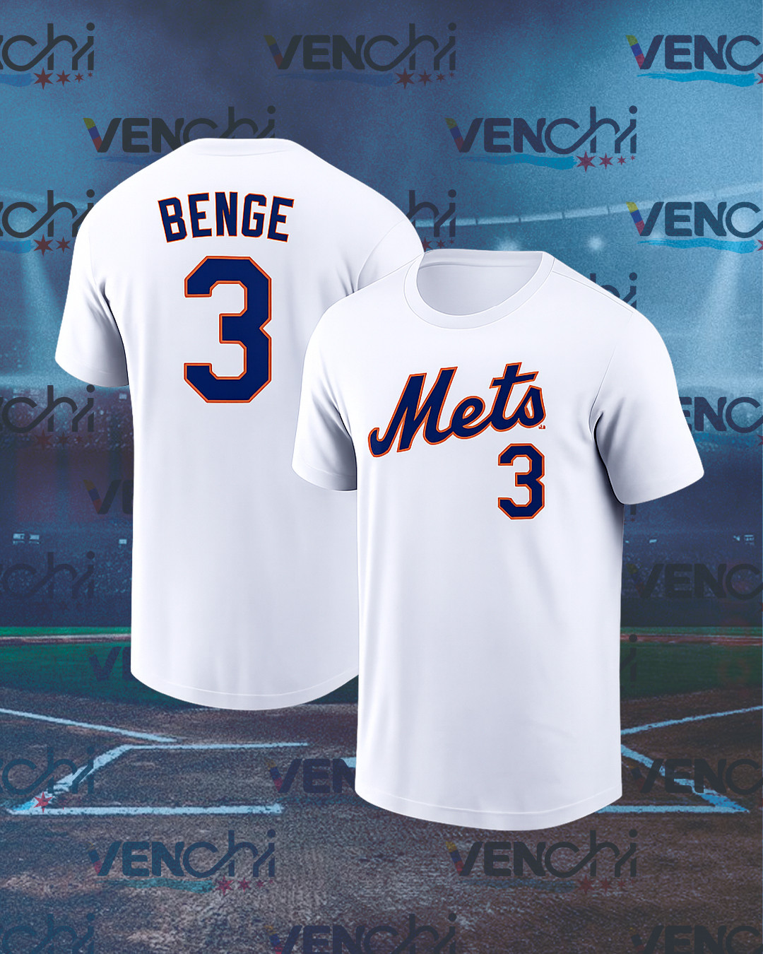 Carson Benge #3 New York Mets Team Name & Number Player SHIRT UNISEX
