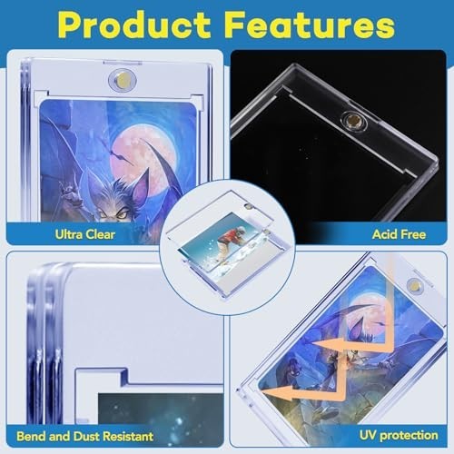 Magnetic Card Holders 60 Count 35pt One Touch UV Protection Clear Acrylic Case