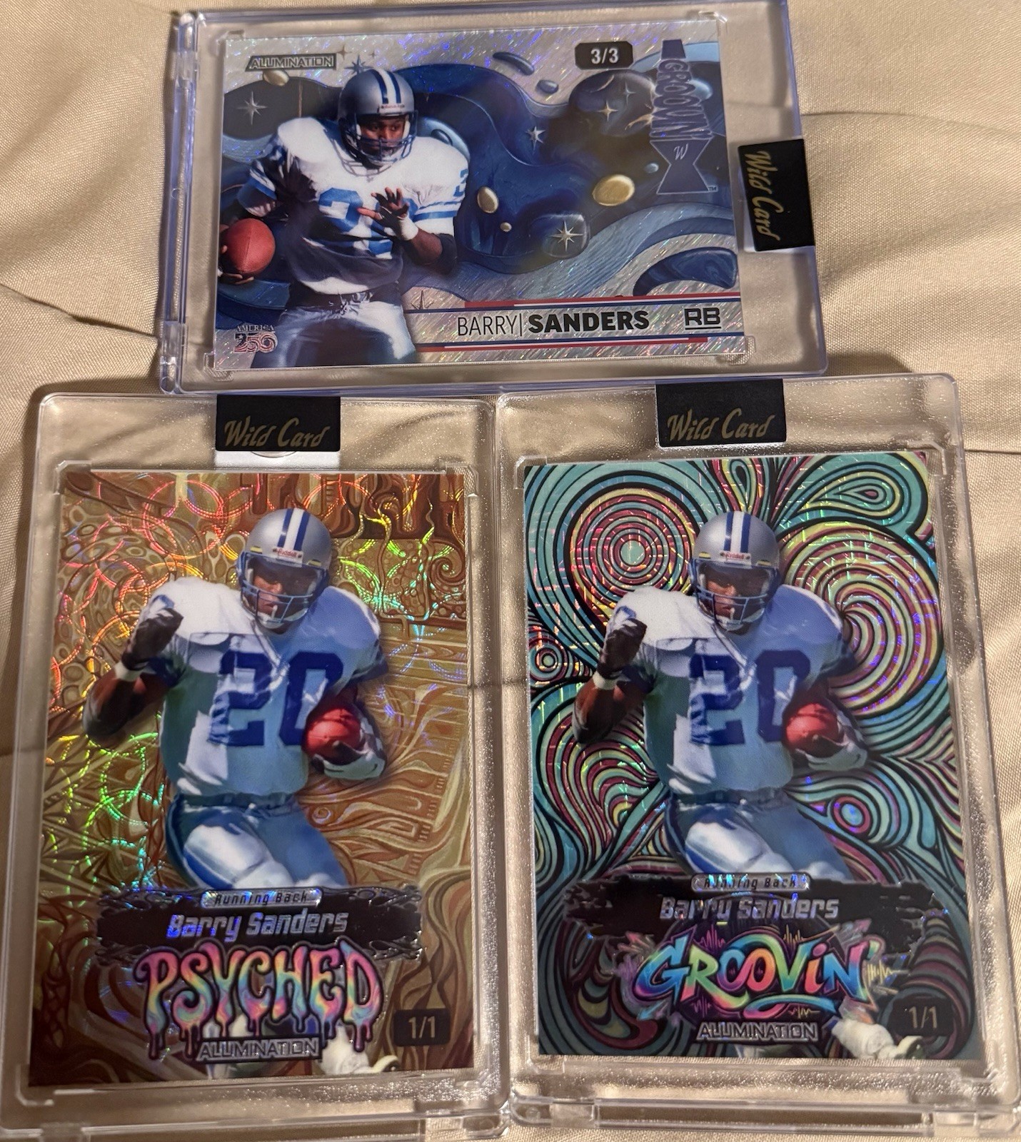 2026 Wild Card Alumination 1/1+1/1+3/3-Barry Sanders-Lot Of 3-Detroit Lions