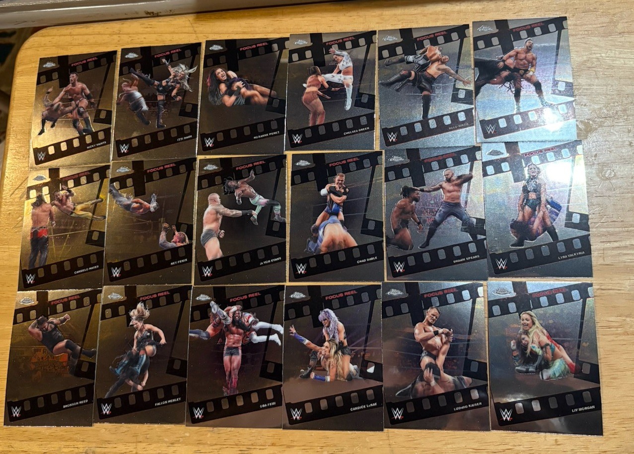 2026 Topps Chrome WWE FOCUS REEL COMPLETE Insert SET 1-40 Free Shipping