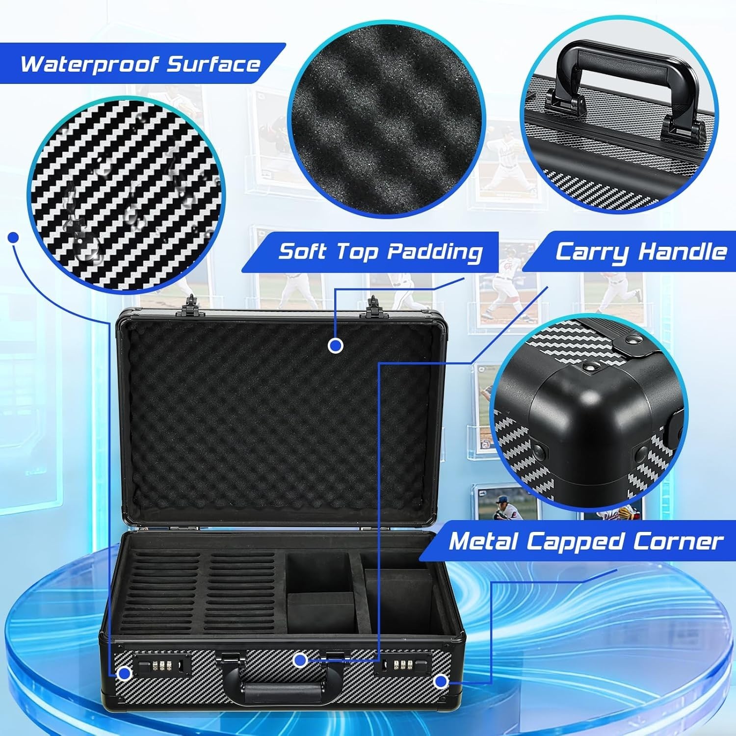 Graded Card Case with Individual Slots Storage Box, Trading Card Cases for Sport