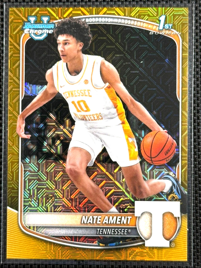 Nate Ament 2025 Bowman Chrome #BCP-5 Gold Mojo Refractor /50 Tennessee 1st