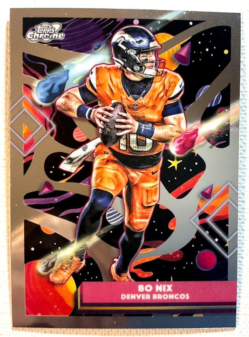 2025 Topps Chrome Cosmic Bo Nix Base #28 Denver Broncos NFL