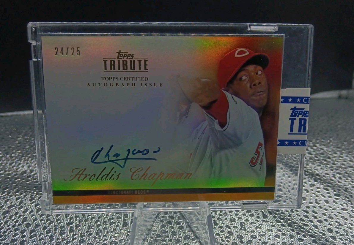 Arodis Chapman 2012 Topps Tribute ORANGE Blue Ink Auto #/25 Sealed