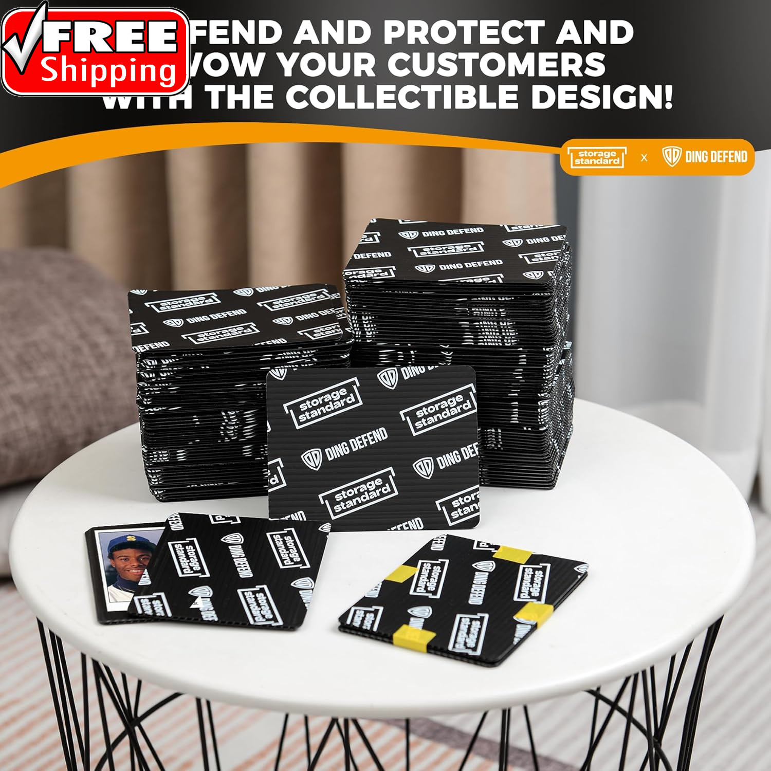 Ding Defend 110-Pack Trading Card Protector Shipping – 3.5 X 4.5 Inch Black Hobb