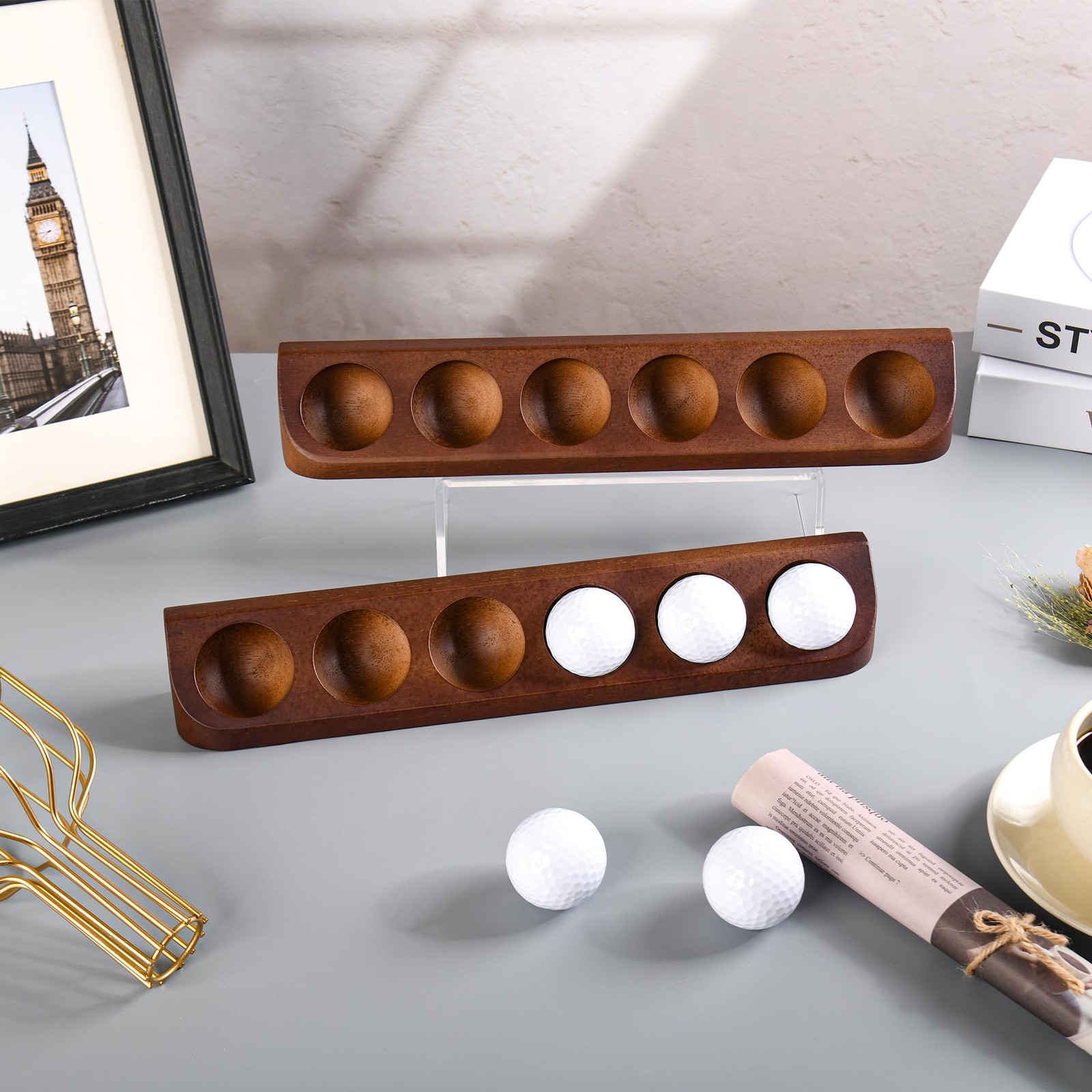 2 Pack Golf Ball Display Case Wall Mount For 12 Balls Tabletop Decor PC