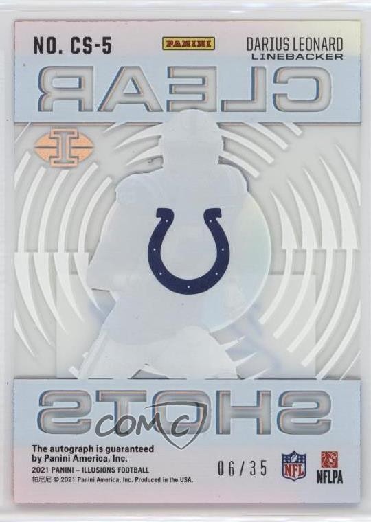 2021 Illusions Clear Shots Light Blue Signatures 6/35 Shaquille Leonard Auto a8a