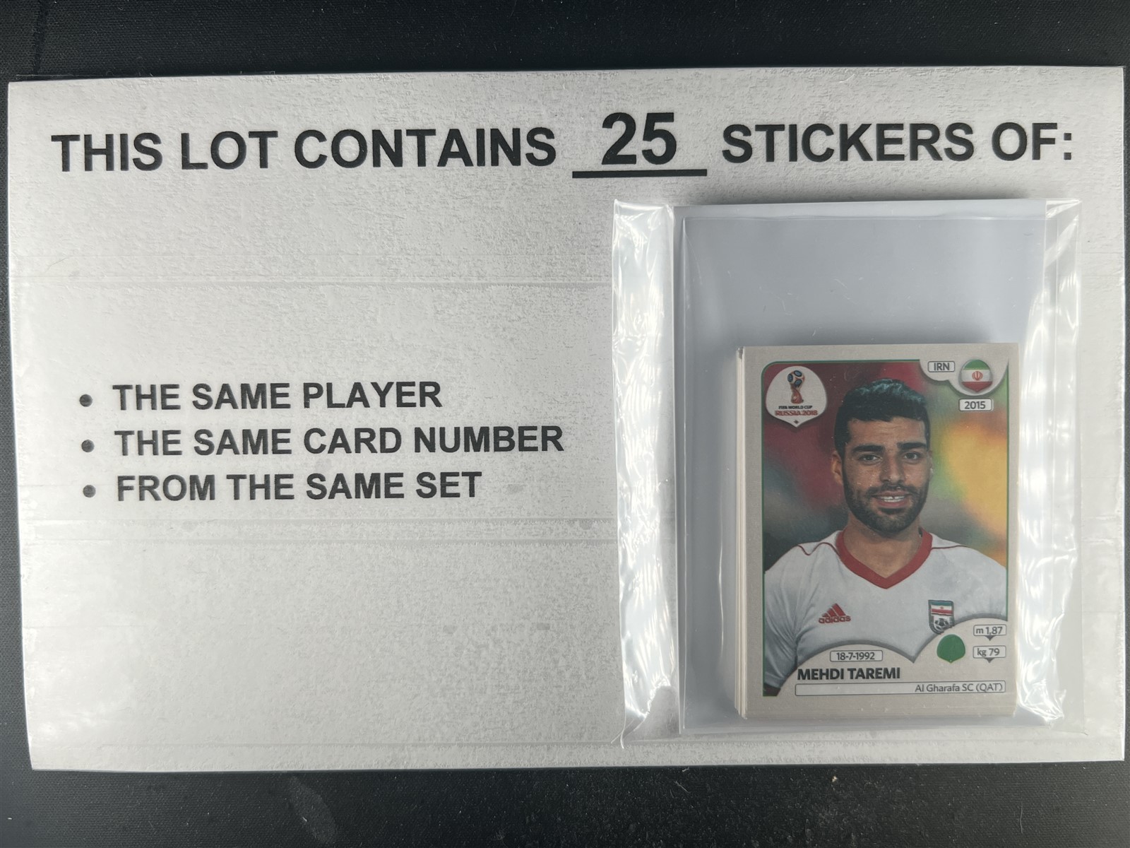 Taremi, Mehdi – 2018 Panini World Cup Pink Back – 25 Count Lot