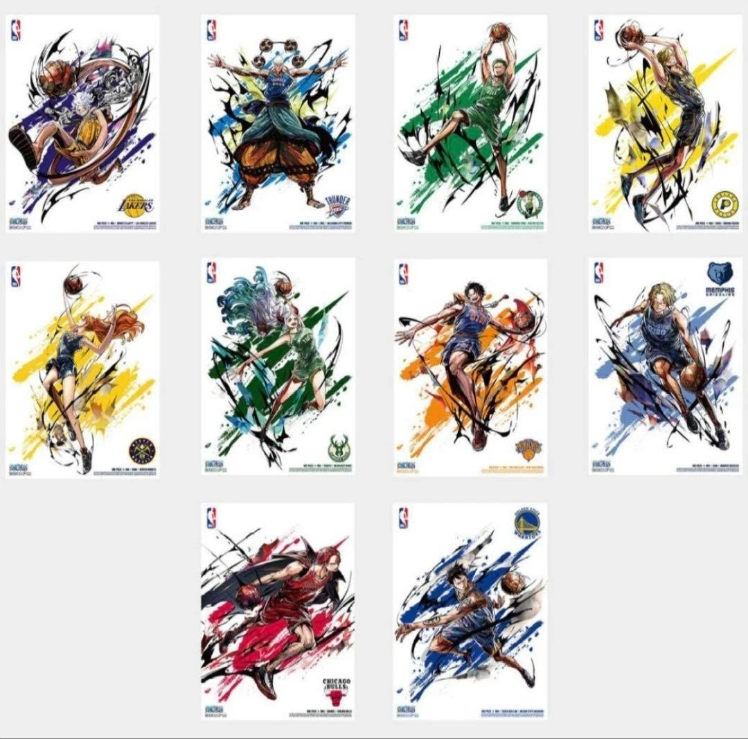 [SEALED] ONE PIECE x NBA Mini Poster Set B4 Size Bandai Official (10 Sheets)