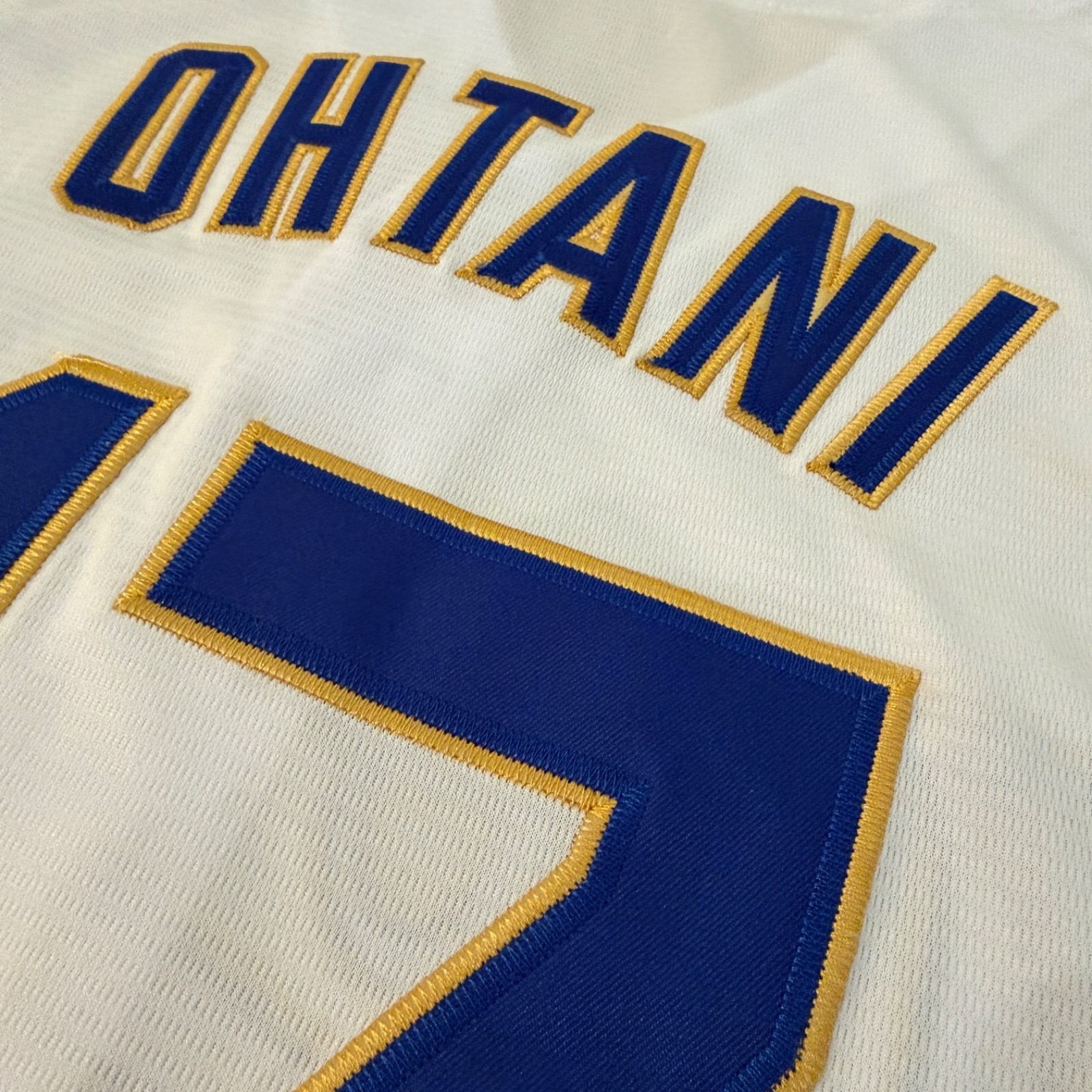 Los Angeles Dodgers Ohtani White Gold Stitched Mens Jersey