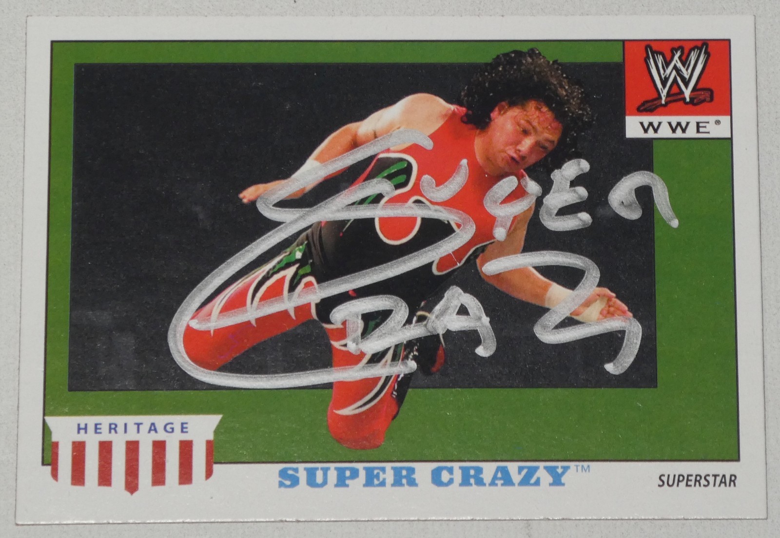 Super Crazy Signed 2008 Topps Heritage IV WWE Card #48 ECW Wrestling Autograph