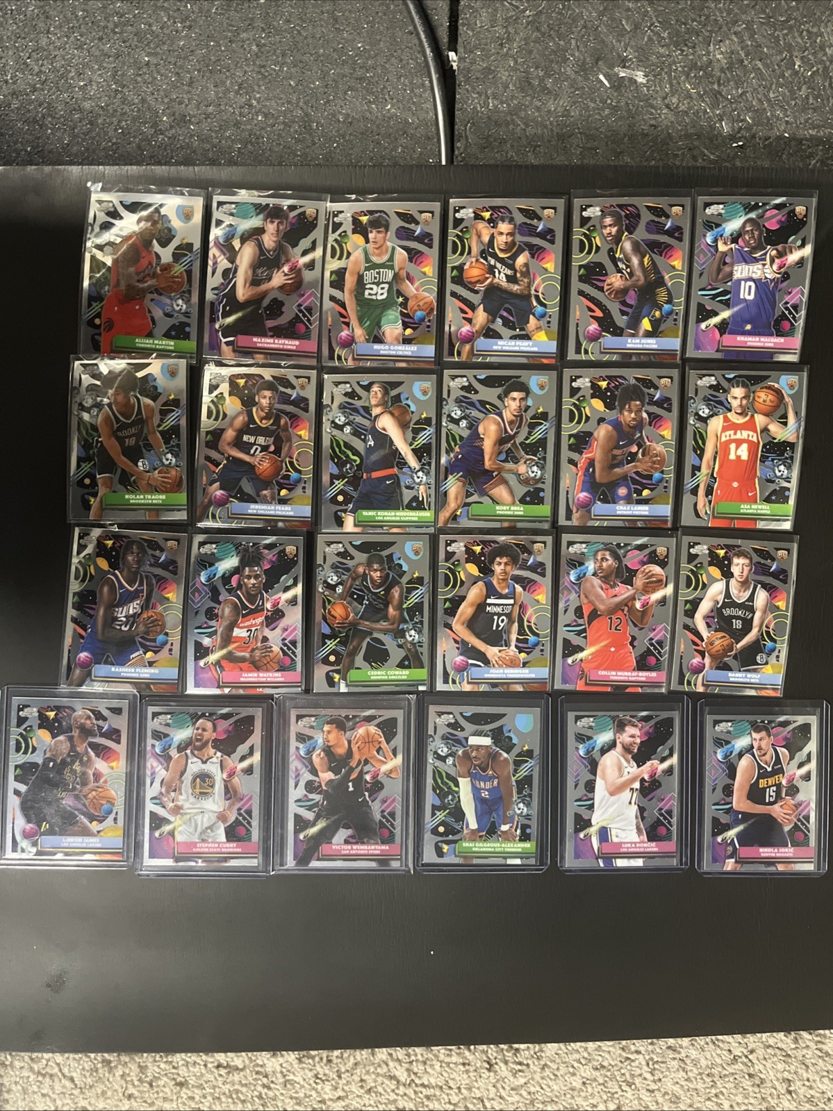 2025-26 TOPPS CHROME COSMIC NBA BASKETBALL BASE ROOKIE & VETS WEMBY CURRY LUKA