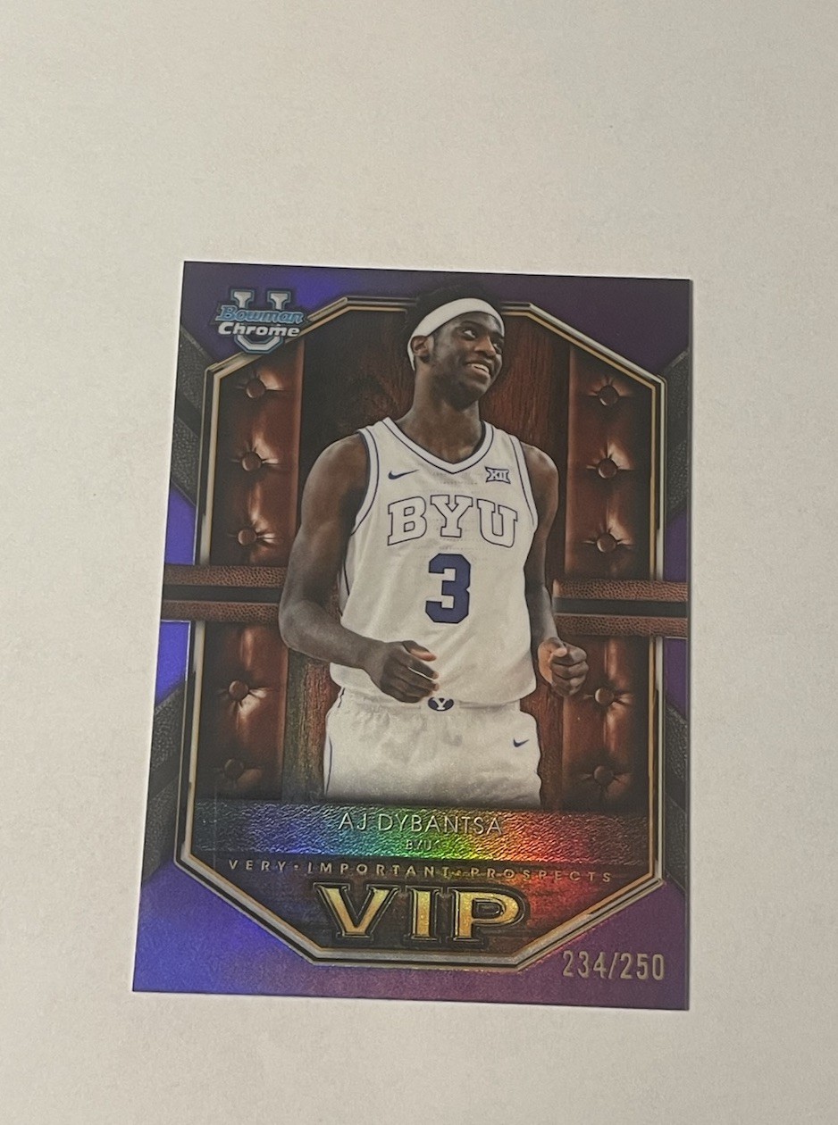 2025-26 Bowman Chrome VIP #VIP-1 AJ Dybantsa Purple Refractor /250 BYU Wizards