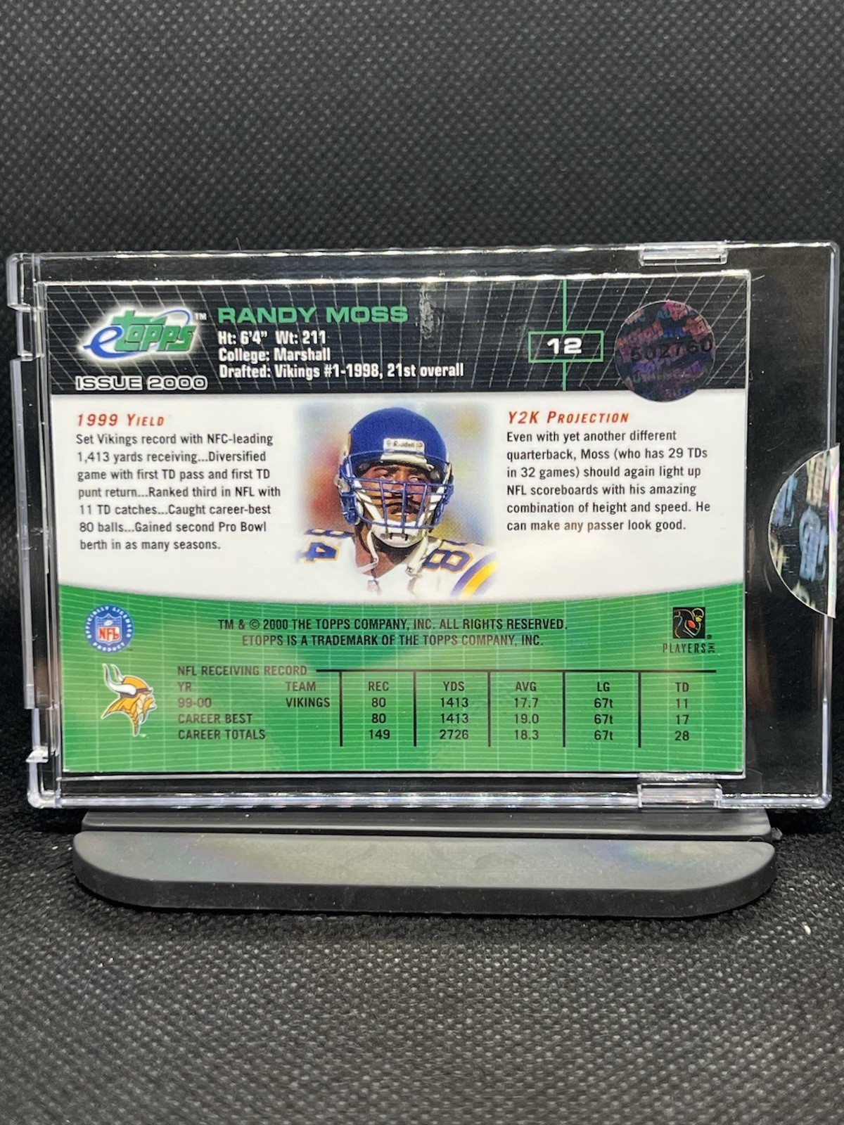 2000 Topps eTopps Refractor Sealed #12 Randy Moss Low Print Run /982 Vikings HOF