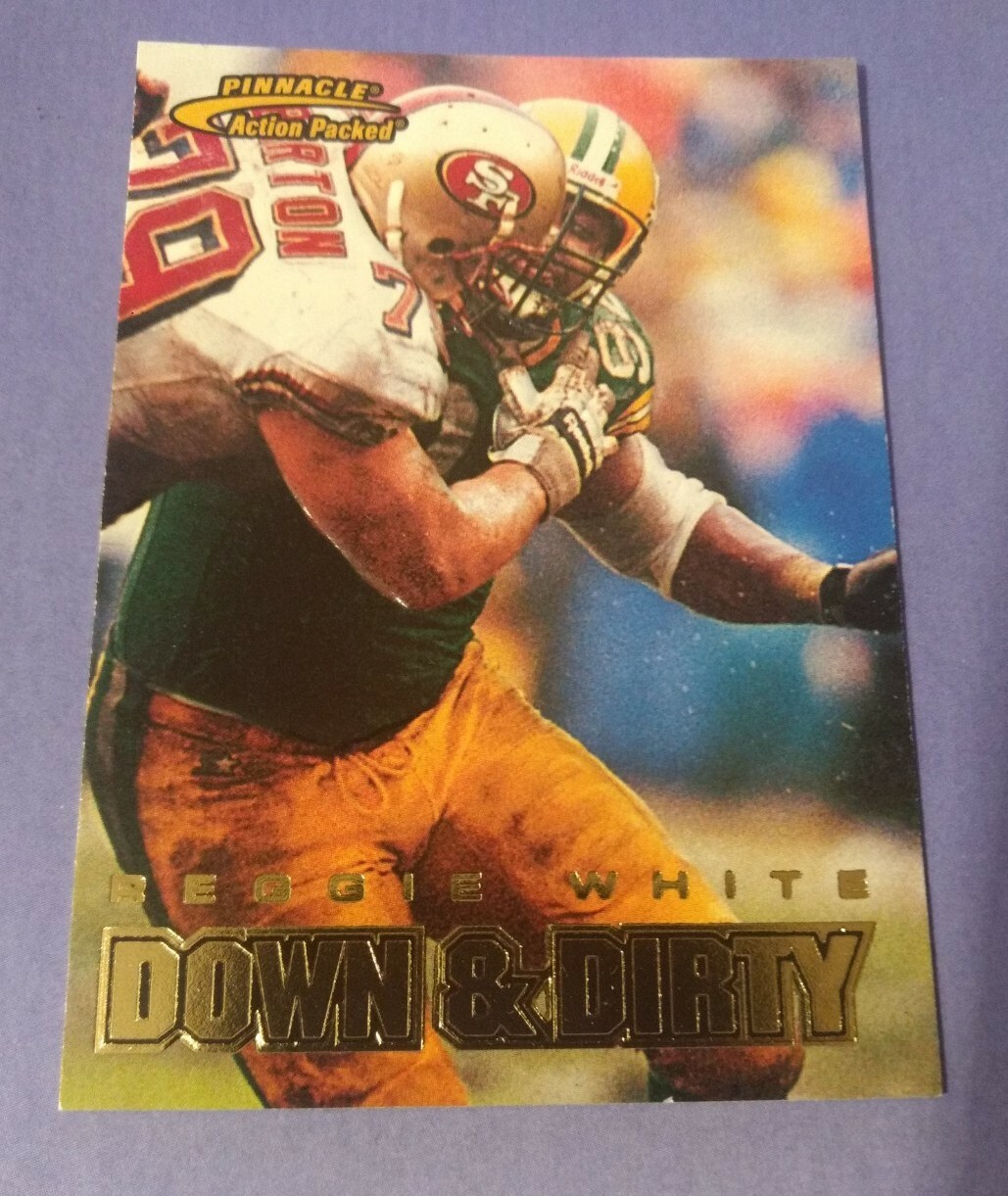 REGGIE WHITE 1997 Pinnacle Action Packed Down & Dirty #120 Green Bay Packers
