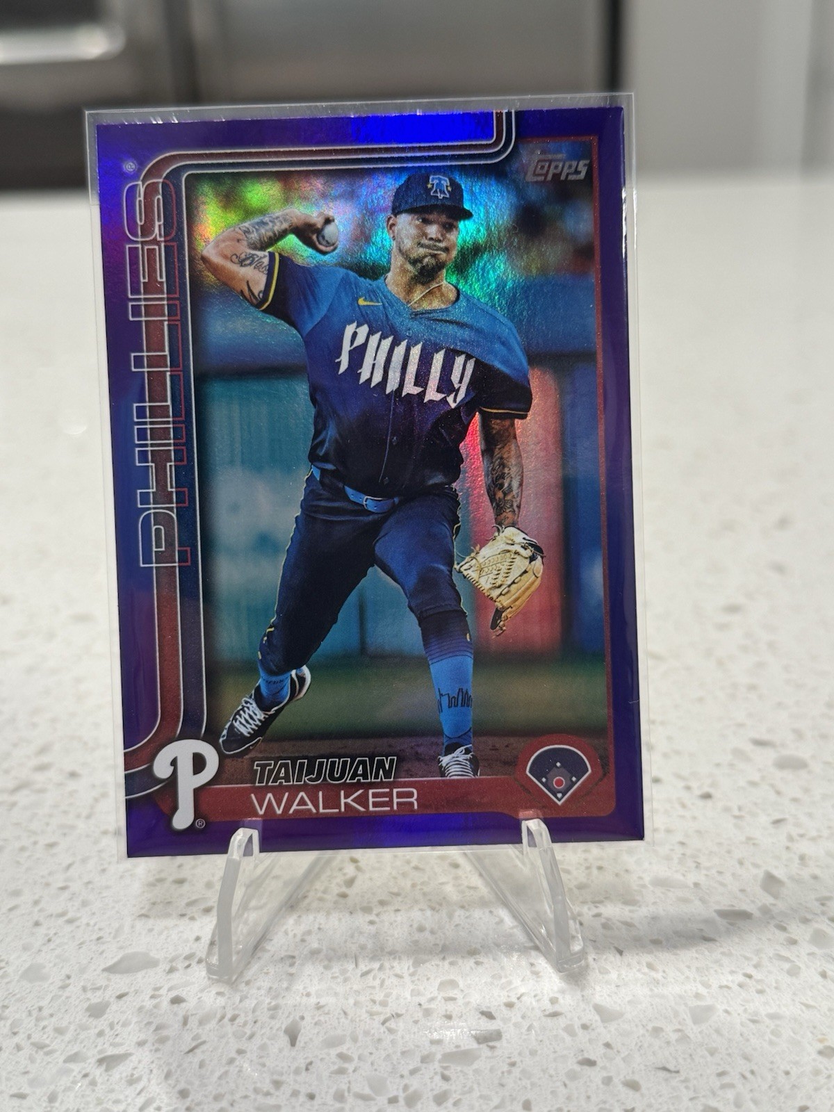 2025 Topps Series 2 Taijuan Walker Purple Parallel Serial #351/250 Phillies