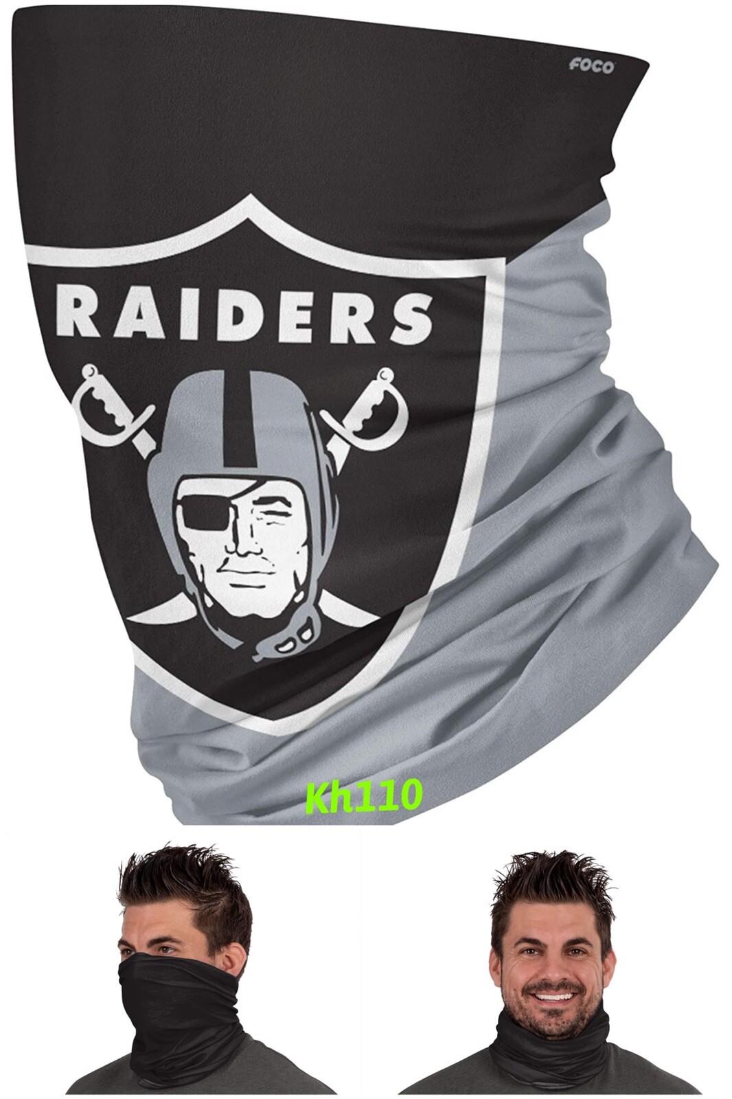 FOCO unisex-adult NFL Las Vegas Raiders Team Logo Neck Gaiter Multi use