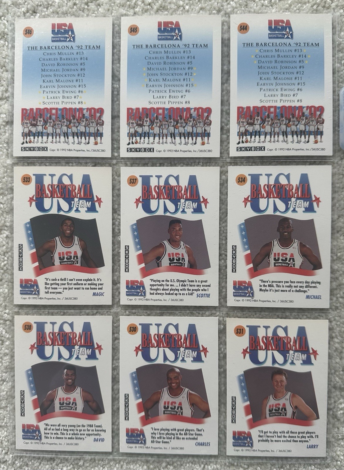 1992 Skybox Michael Jordan “ Dream Team” 17 Card Olympics Set + Drexler Bonus