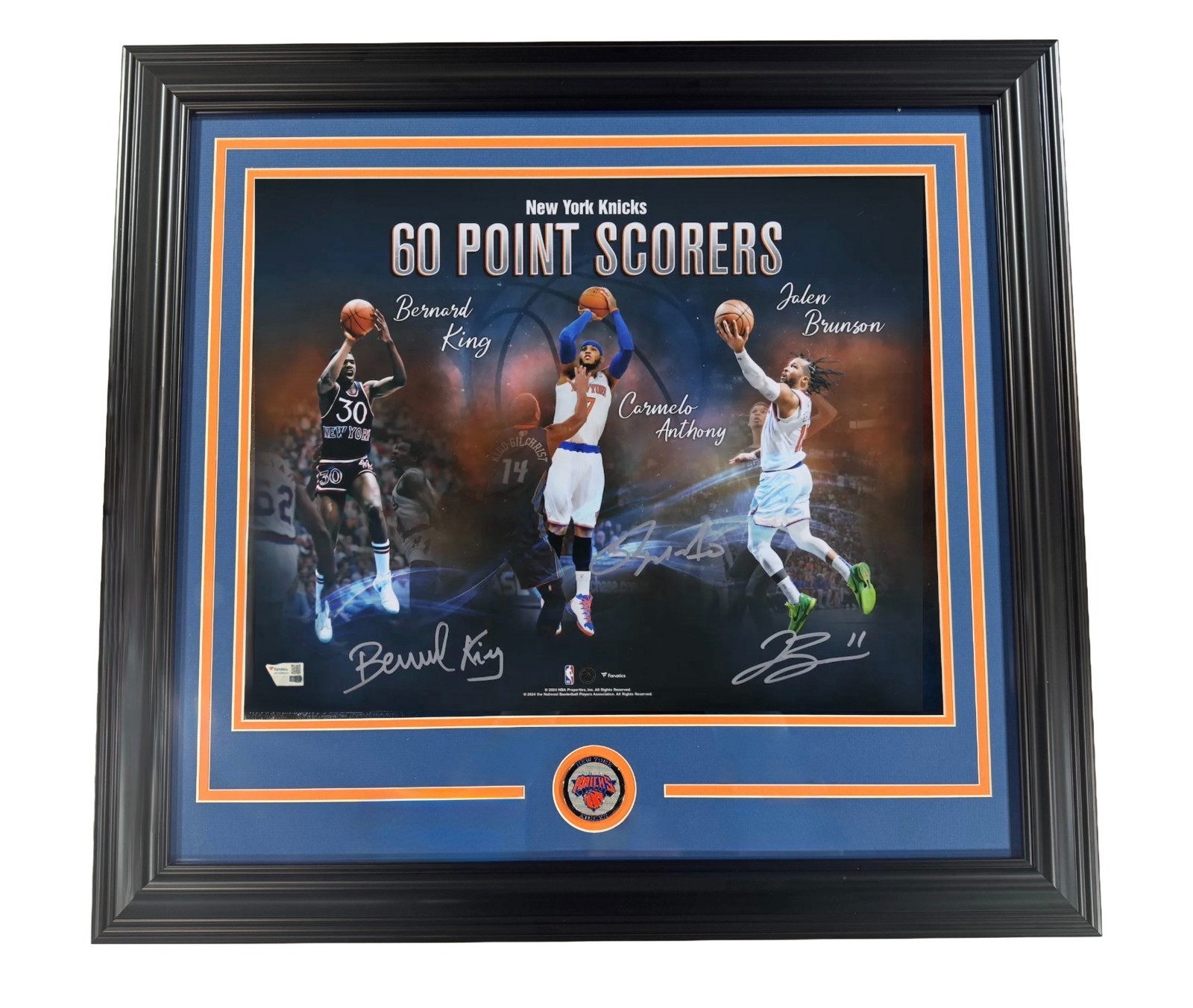 NY Knicks Signed 16×20 Framed Photo Jalen Brunson Carmelo Anthony 60 Pt Fanatics