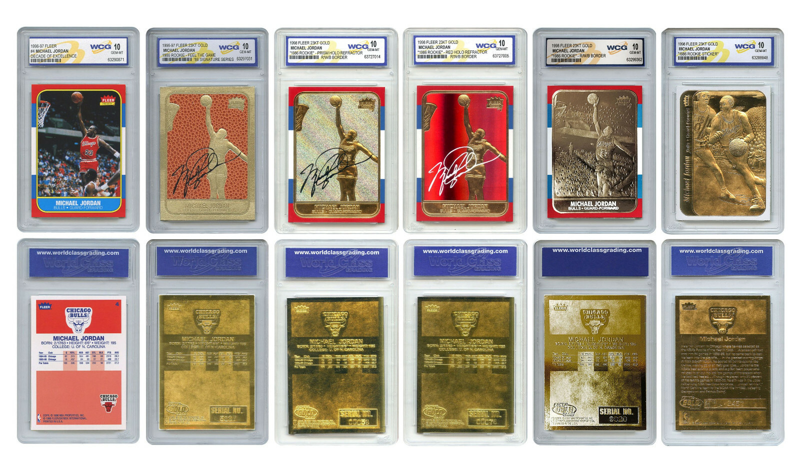 Michael Jordan Fleer ROOKIE Explosion 6-Card Set Special Refractors GEM-MINT 10