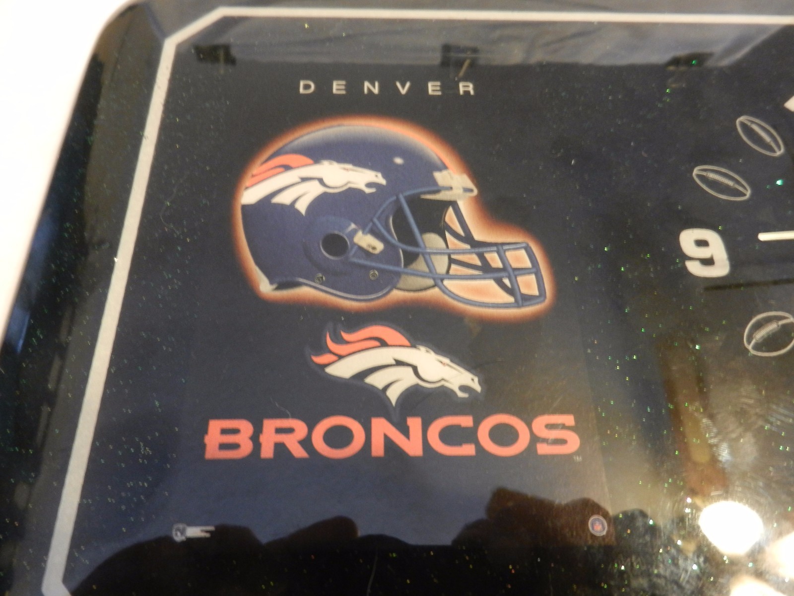 Denver Broncos Rectangular Varnished Football Wall Clock