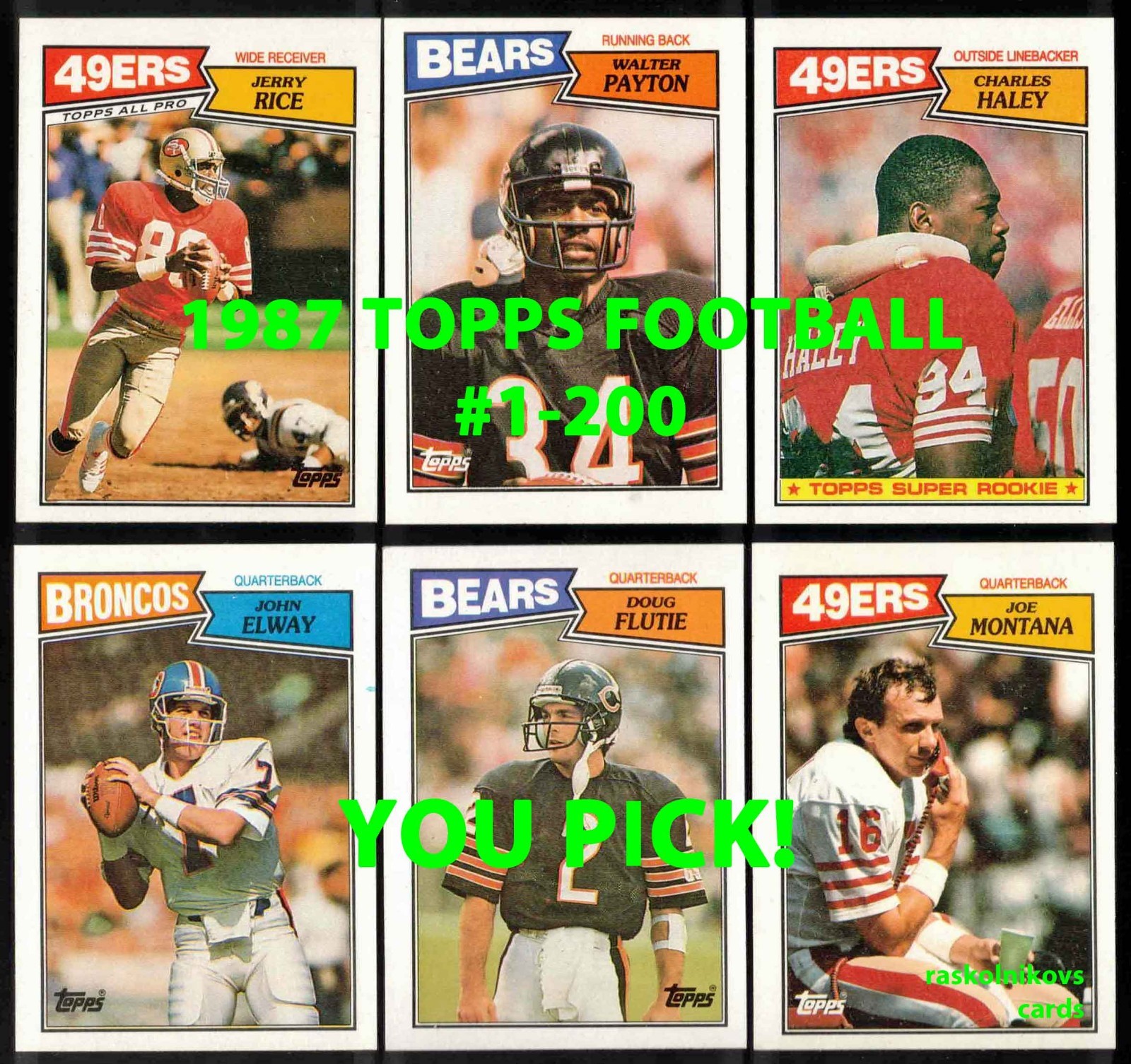 1987 Topps FOOTBALL #1-200 Complete Your Set $2 or 2 Card Minimum YOU PICK!