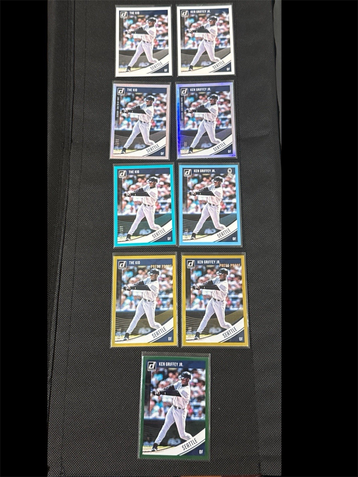 2018 Panini Donruss – Ken Griffey Jr – The Kid #175 9 Card Lot #’d and Base