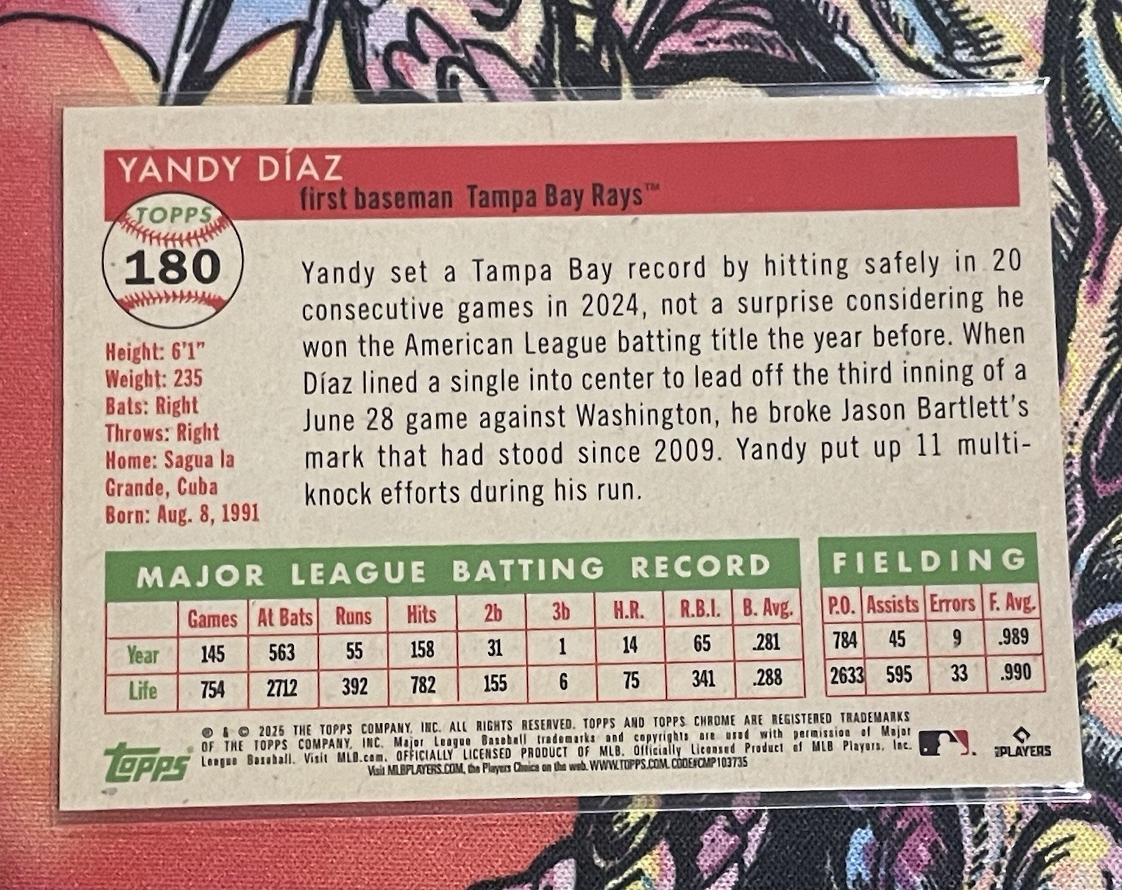 Yandy Diaz Blue Mini-Diamond Refractor /199 – 2025 Topps Chrome Platinum #180
