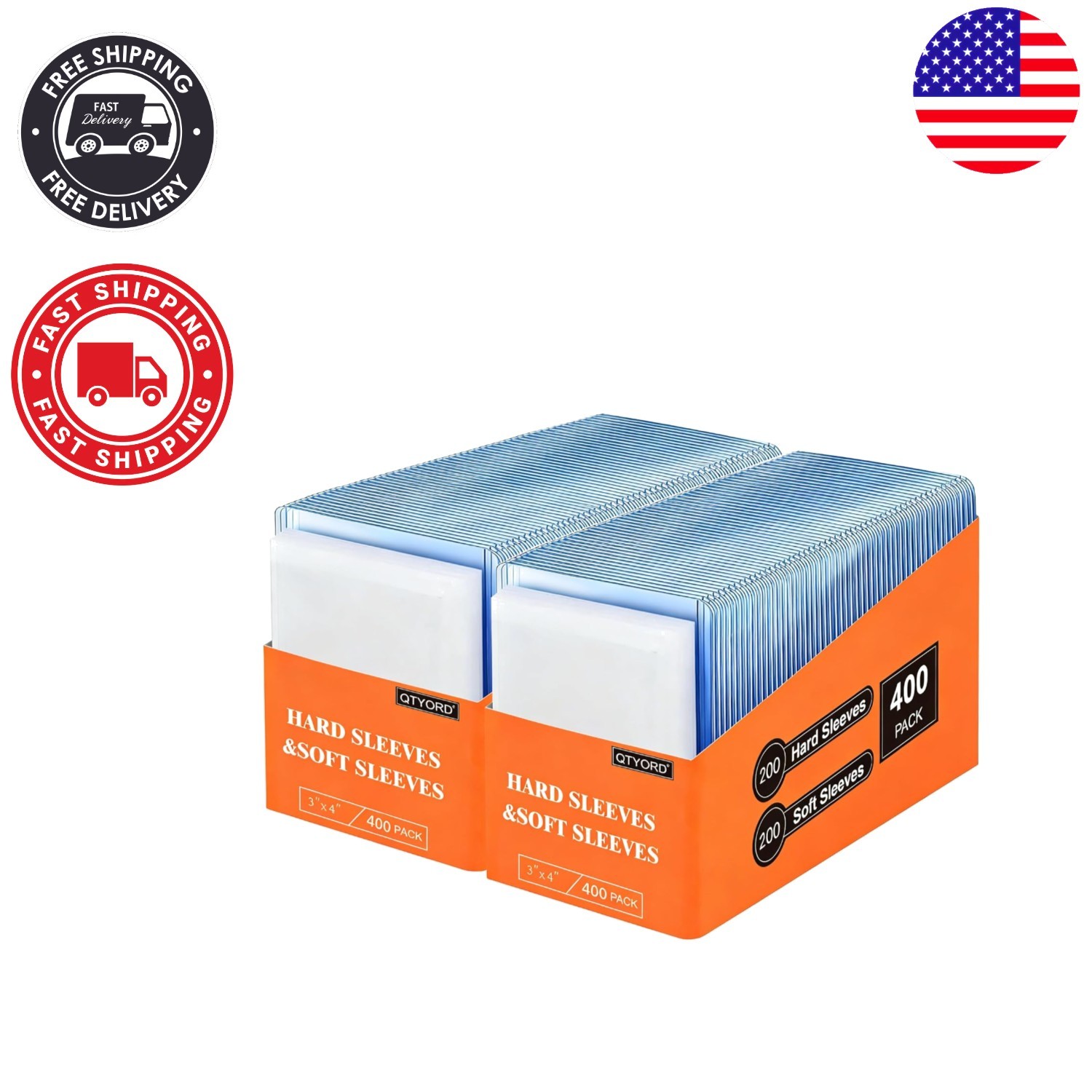 400Pcs Card Sleeves: Double Protection with 200 Hard & 200 Soft Sleeves