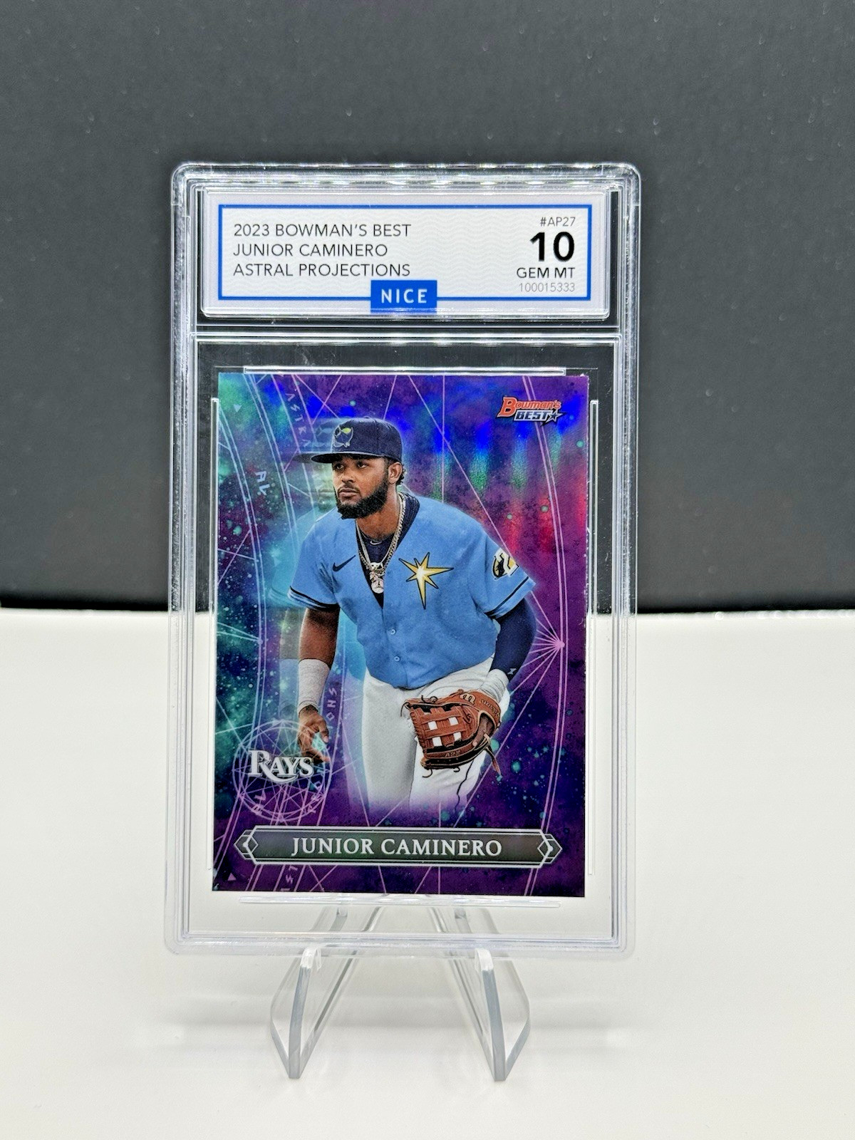 2023 Bowman’s Best Astral Projections Junior Caminero Gem Mint 10 TB Rays