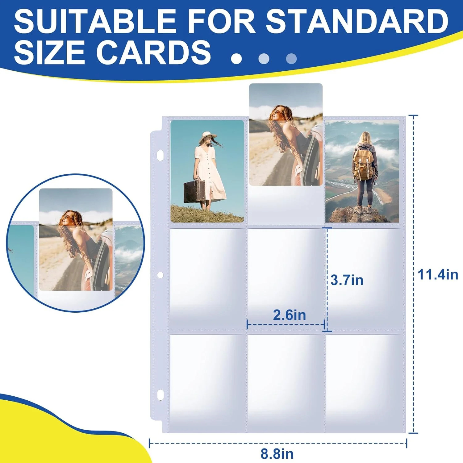 1080 Pockets Card Sleeves Binder Sheets, 9 Pocket 60 Pack, Clear