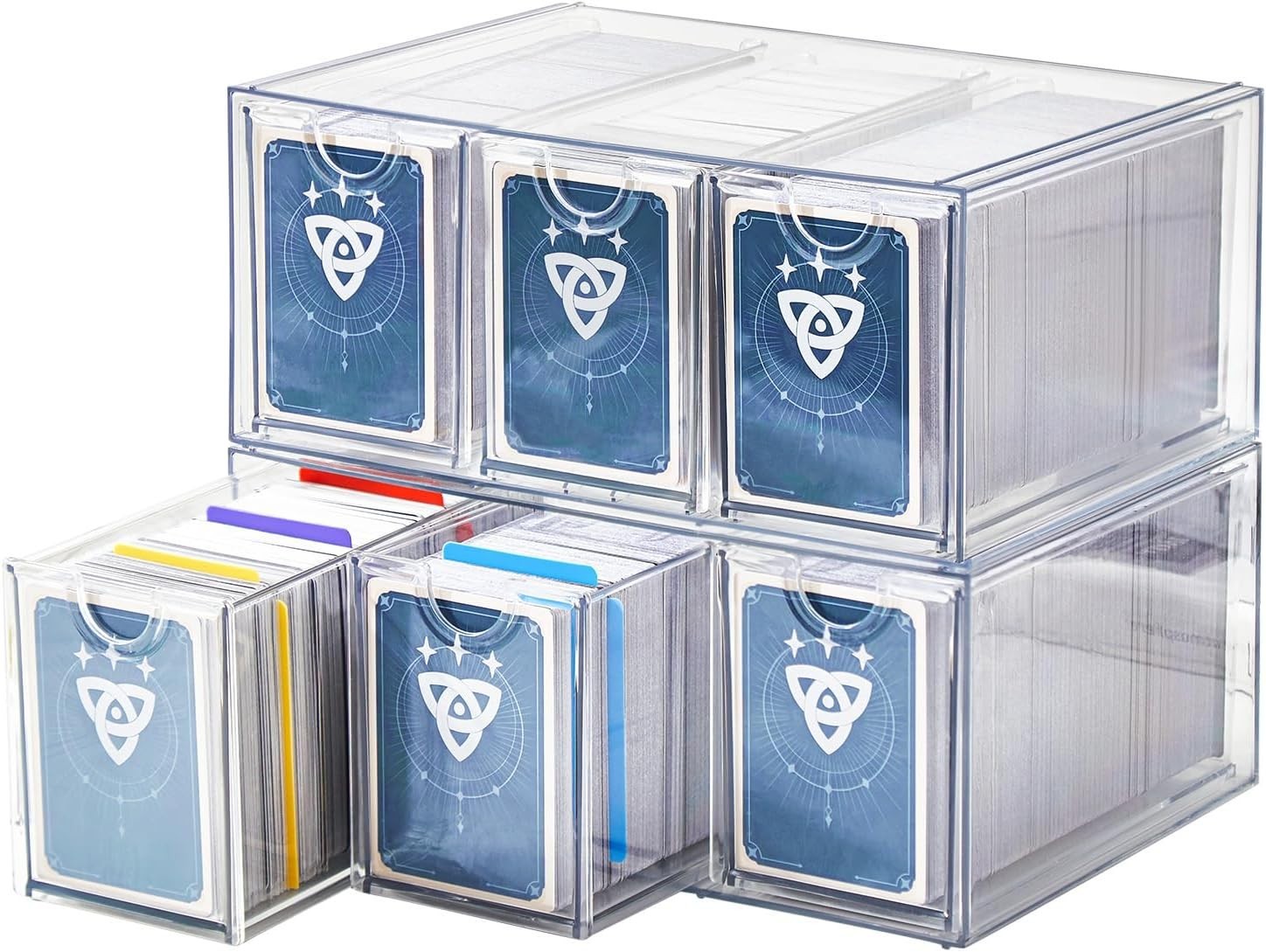 Effortless Card Organization: Stackable 6 Drawer Box for Sports & TCG Cards