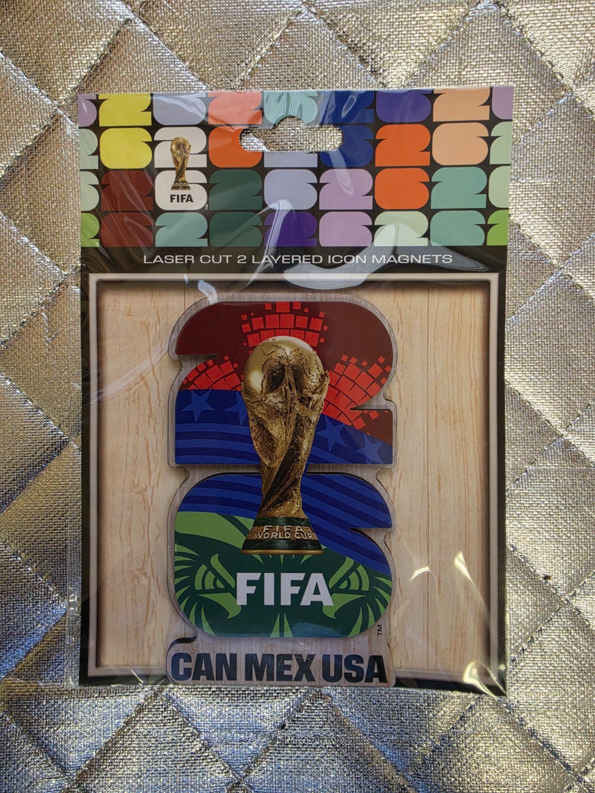 Official FIFA World Cup 2026 Magnet Laser Cut 2-Layered Icon CAN MEX USA