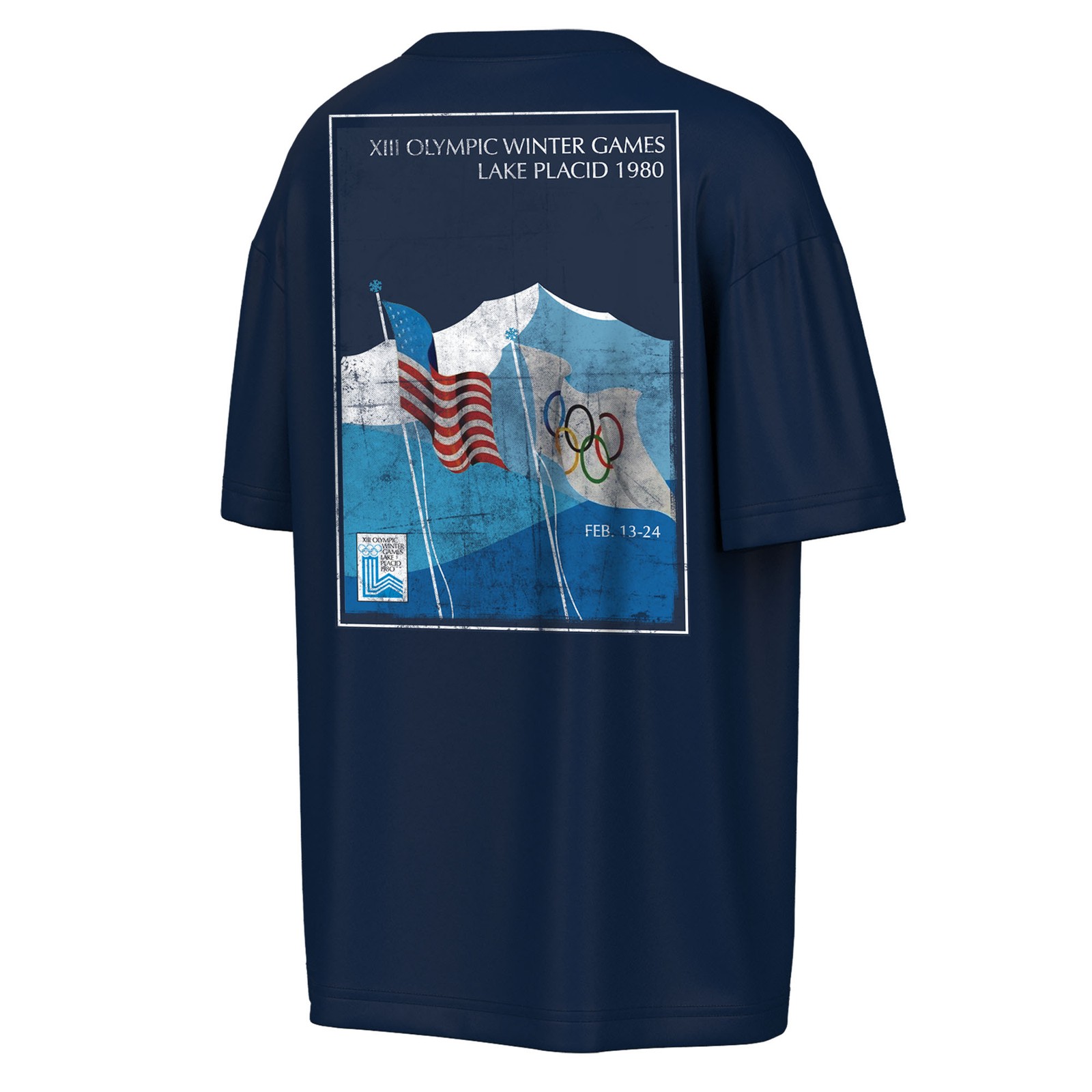 Men’s Outerstuff Navy Lake Placid 1980 Winter Olympics Mountain View T-Shirt