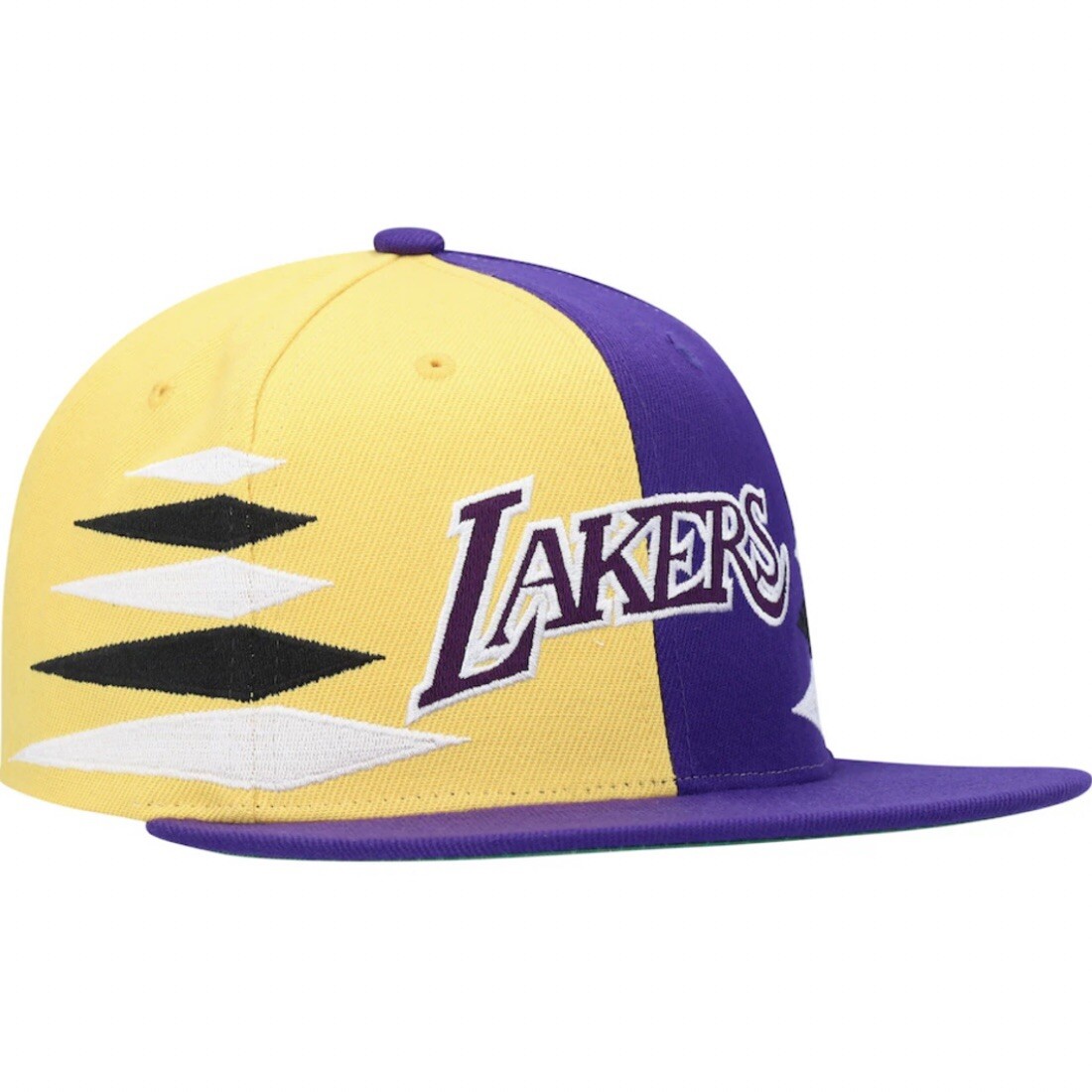 Mitchell & Ness Los Angeles LA Lakers Diamond Cut Purple Yellow Snapback Hat Cap